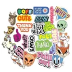 2 Inch Cute Aesthetic Waterproof Vinyl Stickers Pack of 54 for Laptop Bottle Gifts Self Adhesive Sticker