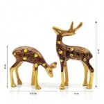 Brass Deer Couple Showpiece Set of 2 Elegant Home Office Decoration 13cm Height - Image 3