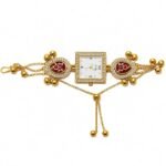 Viral Kashmiri Ghungroo Bracelet Watch for Women & Girls | Traditional Gold Plated Ethnic Jewelry Watch | Bridal Multi Chain Fancy Watch - Image 3